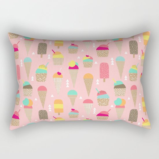 Ice Cream summer fresh food vacation heatwave city life pattern print geometric triangle design Rectangular Pillow
