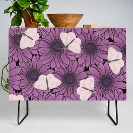 Purple Flowers and Butterflies Credenza