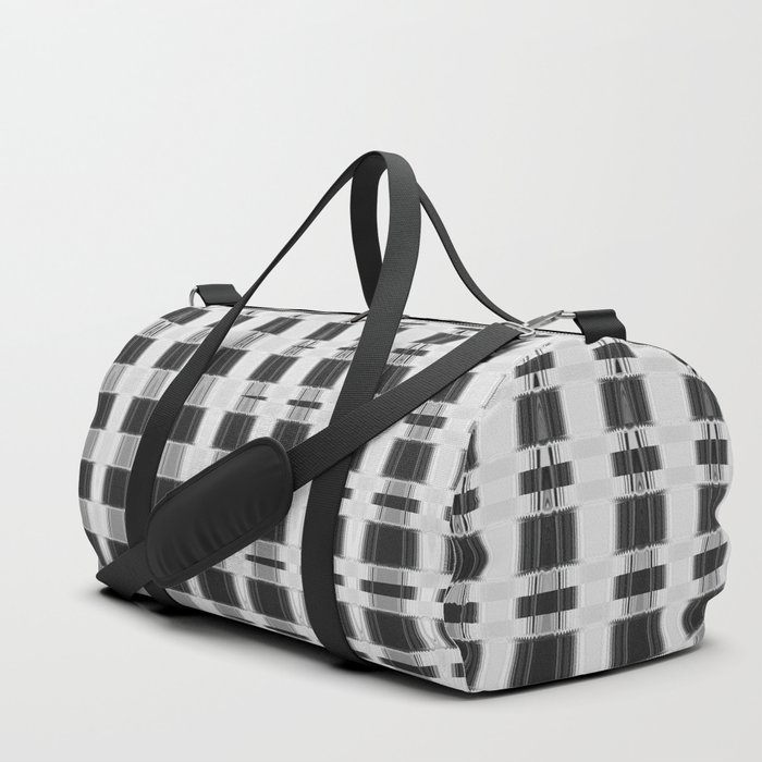 Black And White Grid Blend Pattern Duffle Bag