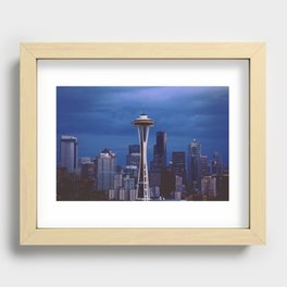 Cloudy Seattle Recessed Framed Print