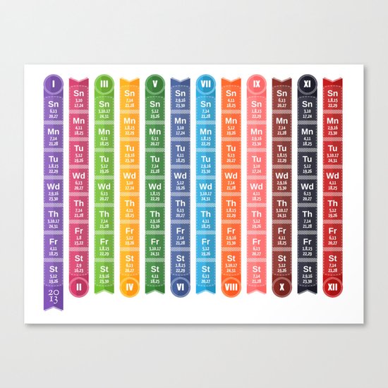 "Periodic" Calendar 2013 Canvas Print