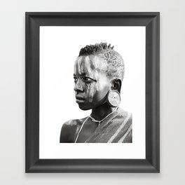 African Tribe Art - Travel Photograph - Ethiopia - Mursi Tribe - Black And White Print - Framed Art - Canvas Framed Art Print