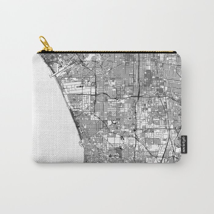 Los Angeles White Map Carry-All Pouch
