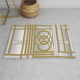 Abstract Gold Silver  252 Area & Throw Rug