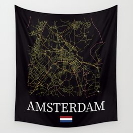 Amsterdam city map Wall Tapestry