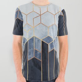 Soft Blue Hexagons All Over Graphic Tee