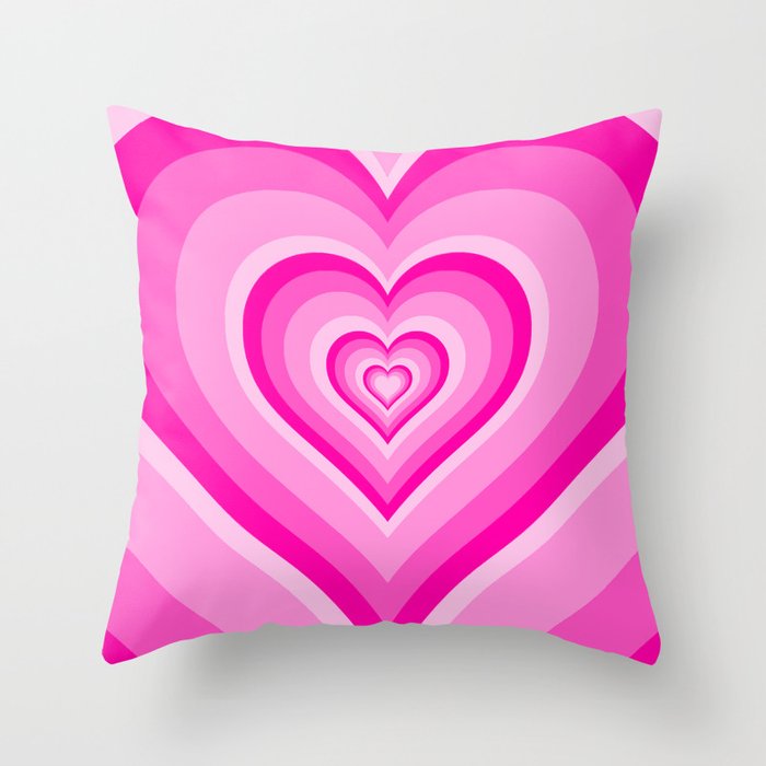 Pink Love Heart Throw Pillow