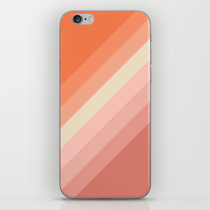 Pink and orange retro diagonal stripes iPhone Skin