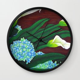 Calla Lilies & Hydrangea Wall Clock