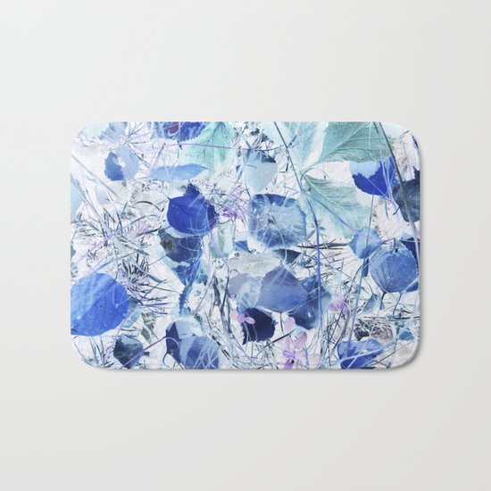 Blue leaves Bath Mat