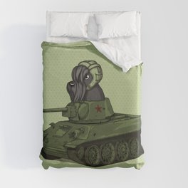 Scottish Terrier Dog Sitting in Toy Tank Duvet Cover