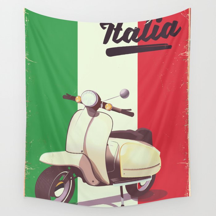 Italia Scooter vintage poster Wall Tapestry