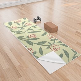 Abstract pattern of stylized roses and stems Yoga Towel