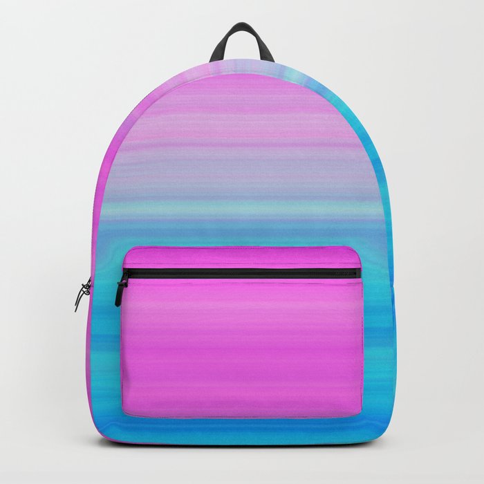 Pink & Aquamarine Blue Stripes Backpack