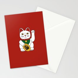 Maneki Neko - lucky cat - red Stationery Card