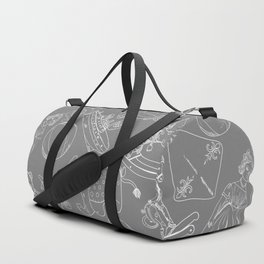 Grey and White Toys Outline Pattern Duffle Bag