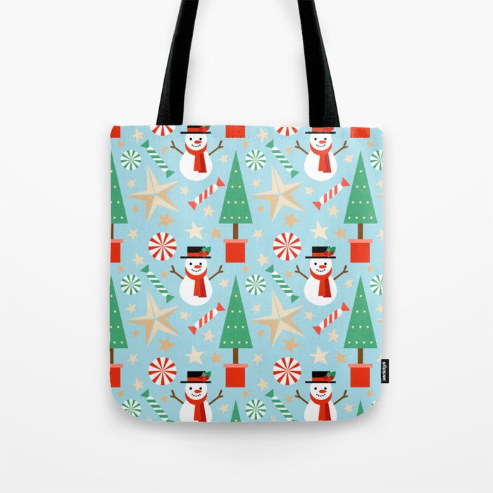 Christmas Pattern Snowman Tree Candy Tote Bag