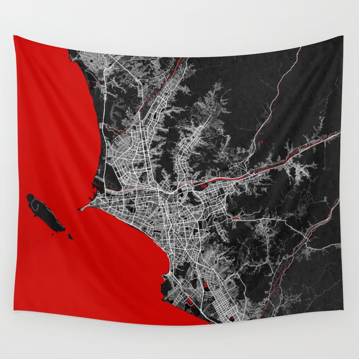 Lima City Map of Peru - Oriental Wall Tapestry