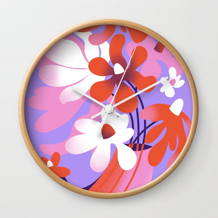 Trippy Flower Vase Wall Clock