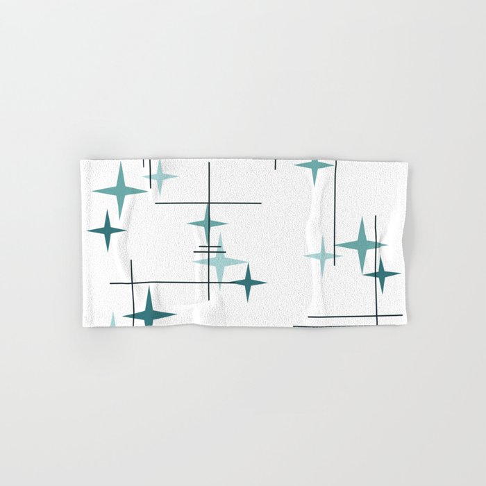 Mid Century Modern Stars (Teal) Hand & Bath Towel