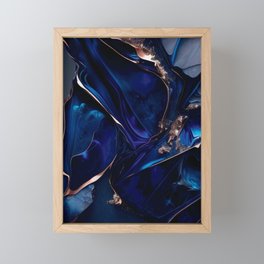 Navy Blue & Gray Wall Art: Abstract Marble Canvas for Modern Spaces Framed Mini Art Print