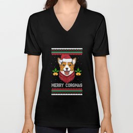 Merry Corgmas Motive for a Dog Lover Unisex V-Neck