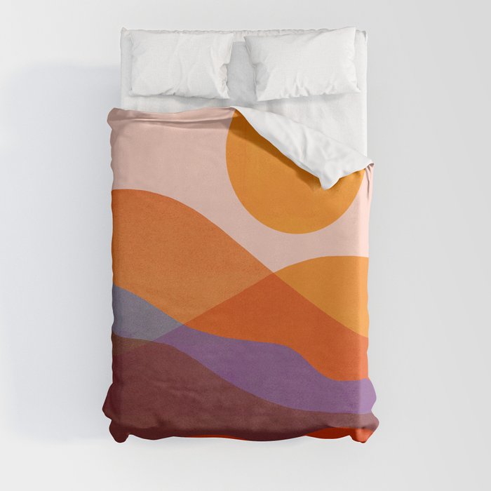 Abstraction_Mountains_SUN_Beautiful_Day_Minimalism_001 Duvet Cover