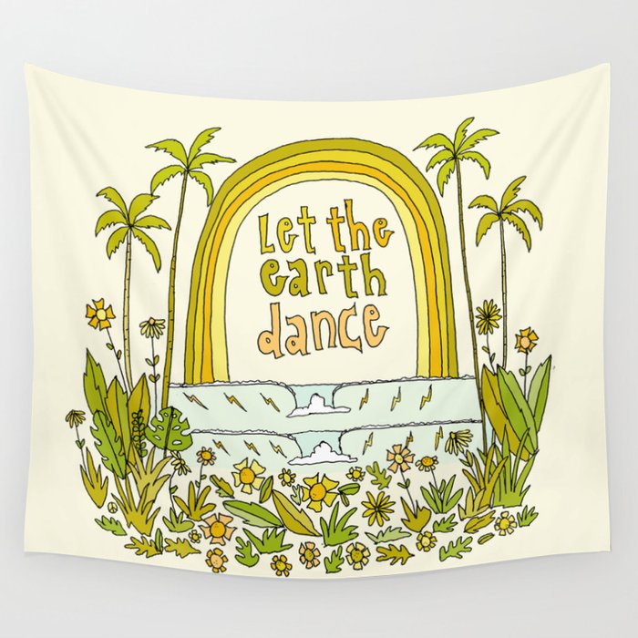 let the earth dance // retro surf art by surfy birdy Wall Tapestry