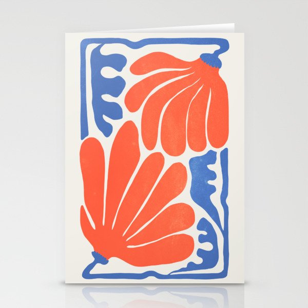 Coral Flowers & Ferns Stationery Cards