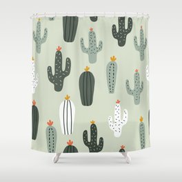 Cute cacti seamless pattern,background with hand drawn cacuses,baby shower Shower Curtain