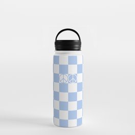 Checkered Peace Sign (Baby Blue) Water Bottle