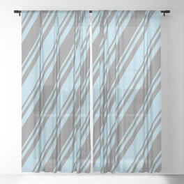 [ Thumbnail: Light Blue and Grey Colored Lined/Striped Pattern Sheer Curtain ]