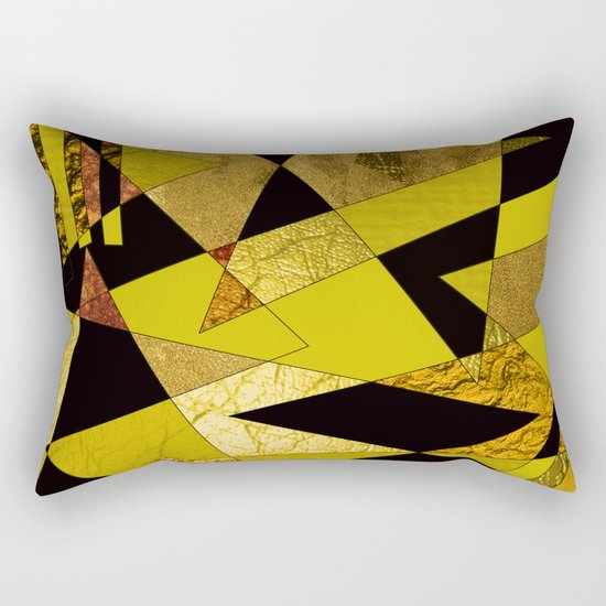 Abstract #508 Black, Gold & Copper Shards Rectangular Pillow