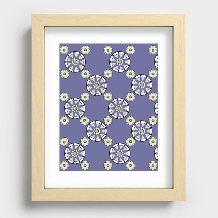 Purple Nine-Pointed Flower Pattern Recessed Framed Print