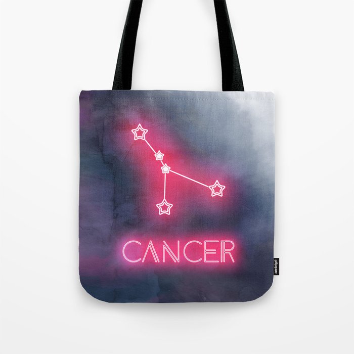 Neon Cancer Constellation Tote Bag