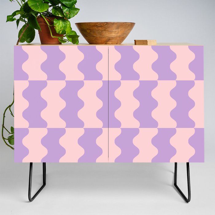 Electric Zig Zag Pattern 840 Pink and Lavender Credenza