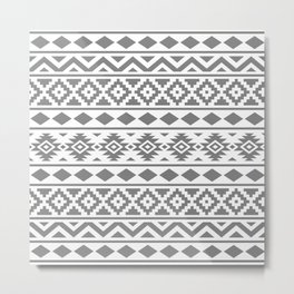 Aztec Essence Ptn III Grey on White Metal Print