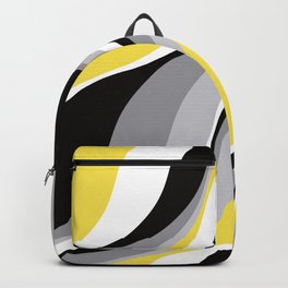 Abstract Waves - Yellow and Black Backpack | Artwork, Waves, Lines, Vivid, Geometric, Modern, Minimal, Geometry, Line Art, Pop Art 