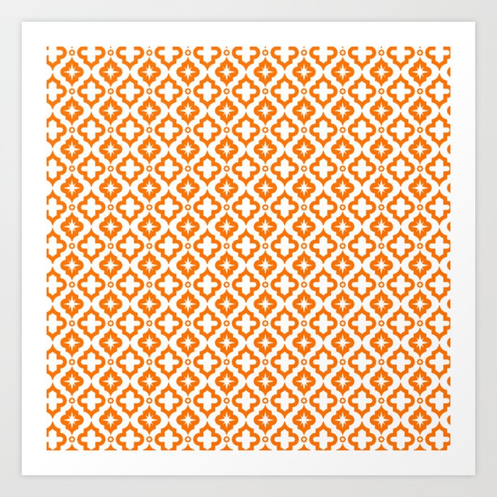 Orange Ornamental Arabic Pattern Art Print