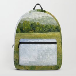 Vermont Landscape Mountain Fields Trees Pastures Oil Painting Backpack