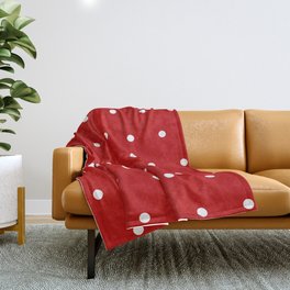 Red and White Polka Dots Pattern Throw Blanket