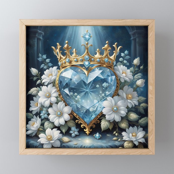 Blue Diamond Heart 3 Framed Mini Art Print