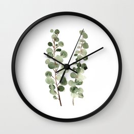 Eucalyptus (watercolor finger painting) Wall Clock