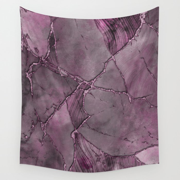 Smoke Pink Purple Marble Gemstone Luxury Wall Tapestry