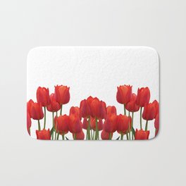 Red Tulips blossoms Bath Mat | Tulips, Leaf, Illustration, Tulip, Flower, Pattern, Graphic, Floral, Leaves, Blossom 