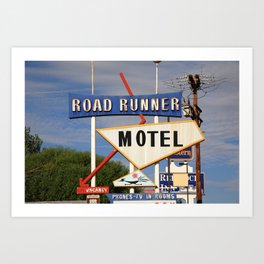 Route 66 - Road Runner Motel 2008 Art Print | Road, New, Color, Trip, America, Route, Town, Photo, Neon, Travel 
