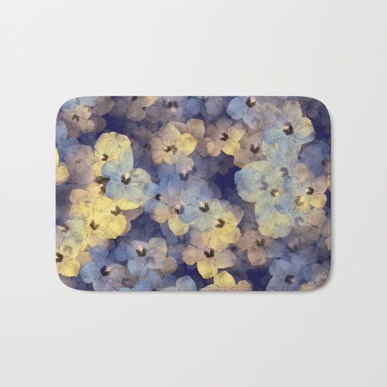 Floral Mauve-Blue-Yellow Bath Mat