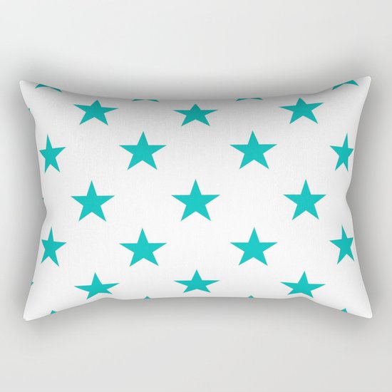 Stars (Tiffany Blue/White) Rectangular Pillow