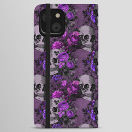 Gothic Flower Skulls iPhone Wallet Case