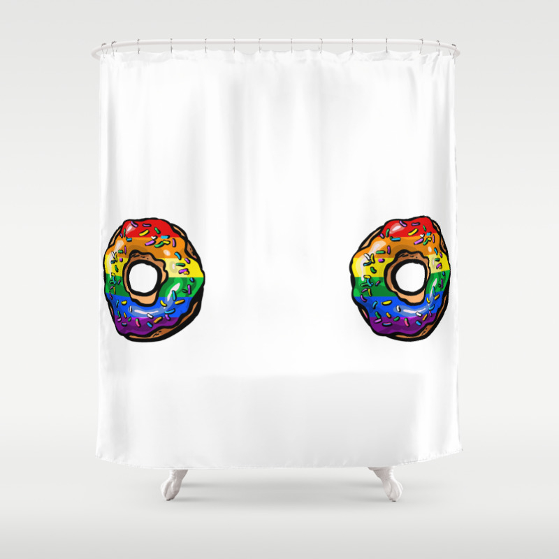 Donut Lgbt Rainbow Flag Tits Gay Lesbian Shower Curtain By Qpartz